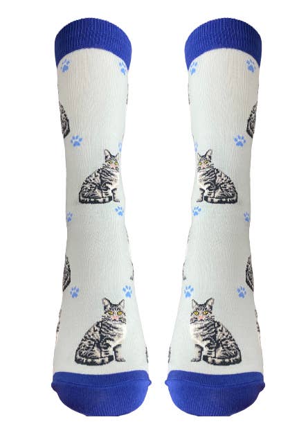 Silver Tabby Cat Socks - Fun Novelty Dog Socks - Unisex