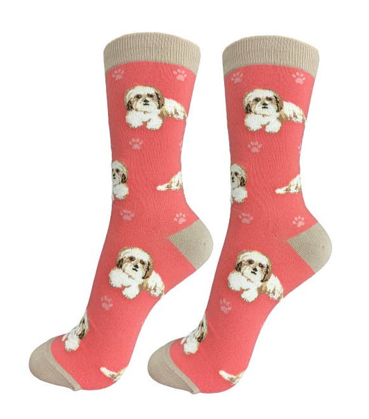 Shih Tzu Tan & White Socks - Fun Novelty Dog Socks - Unisex