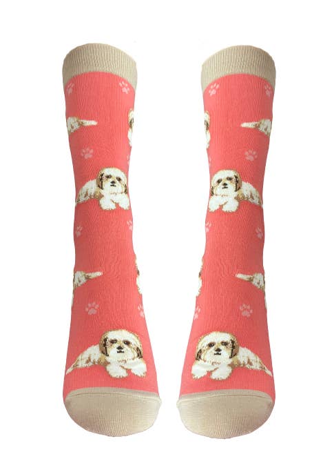 Shih Tzu Tan & White Socks - Fun Novelty Dog Socks - Unisex